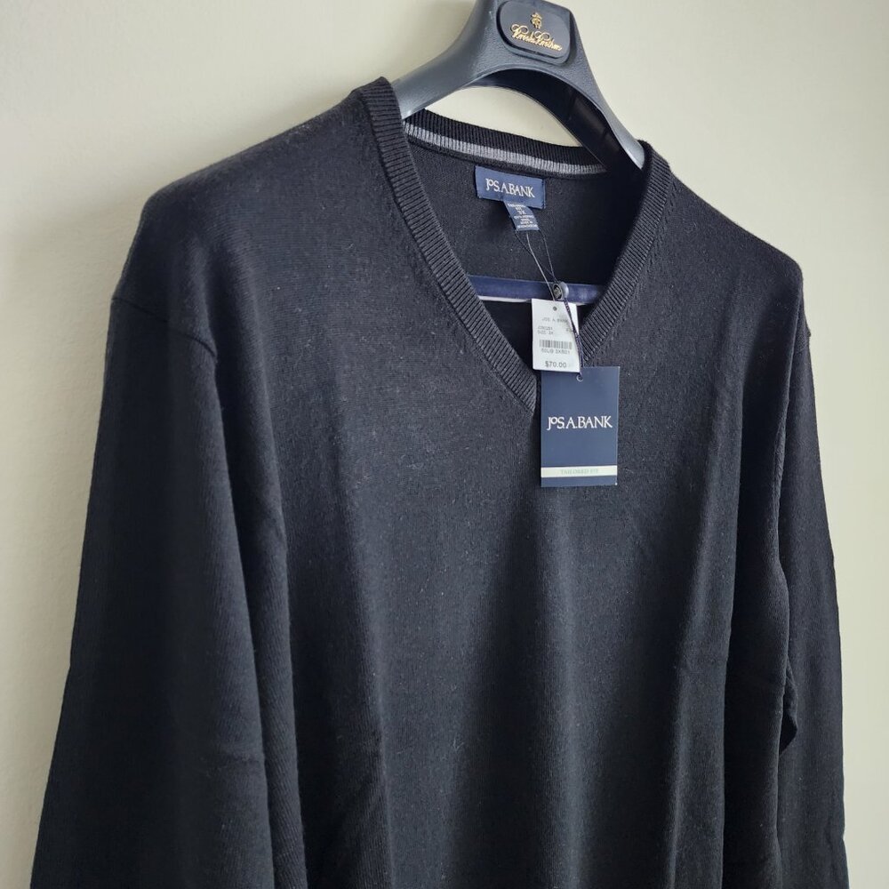 3xb Sweater Black Jos A Bank V Neck Merino Wool New Nwt Mens Tailored 3xl Size - Picture 10 of 16